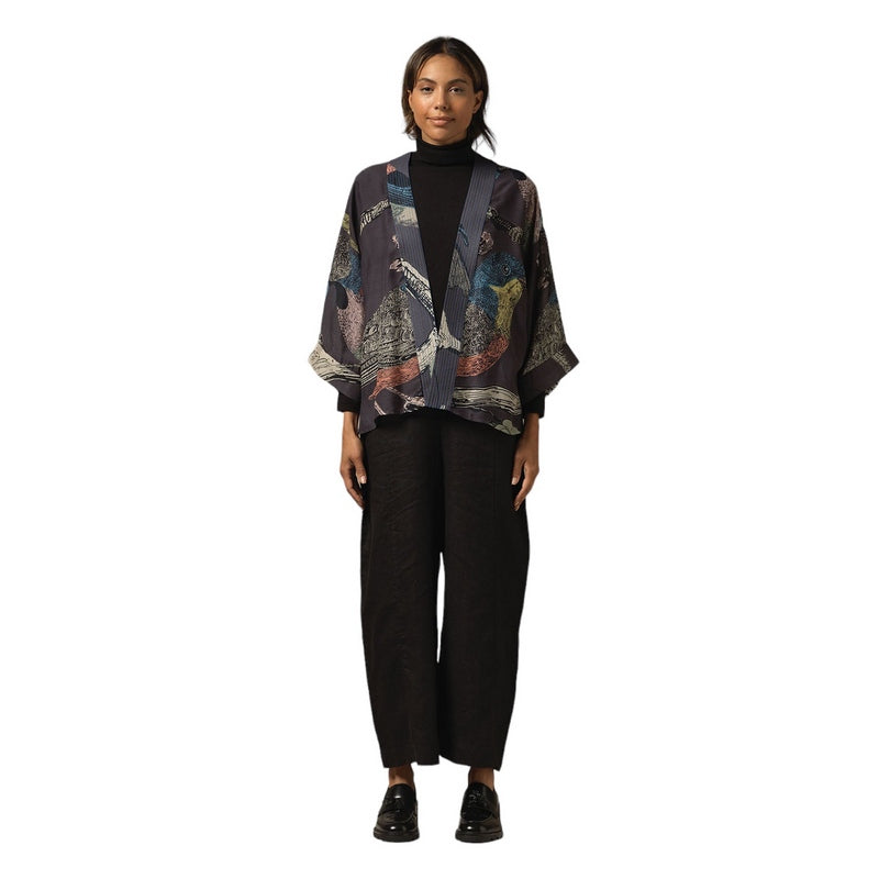 One Hundred Stars Kimono Bird Ink KIMBIRINK on model front