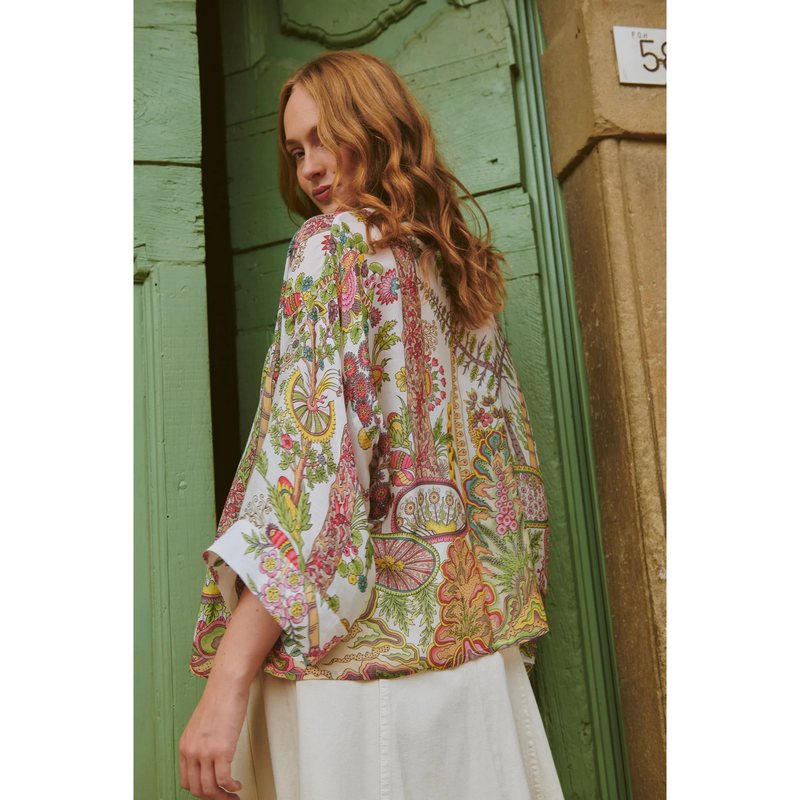 One Hundred Stars Kimono Boho Garden Ecru on model lifestyle rear