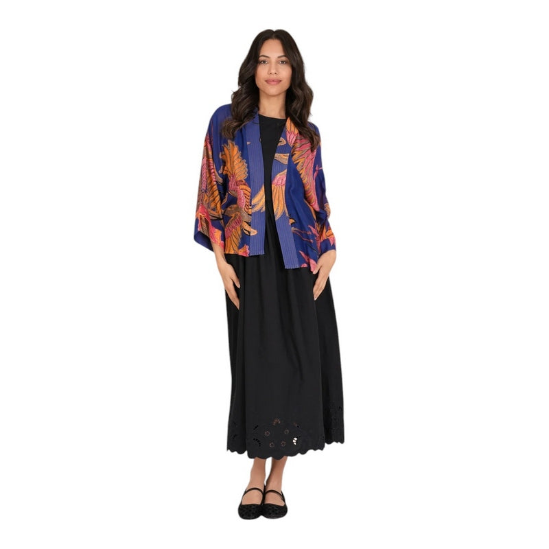 One Hundred Stars Kimono Crane Cobalt KIMCRACOB model front 2