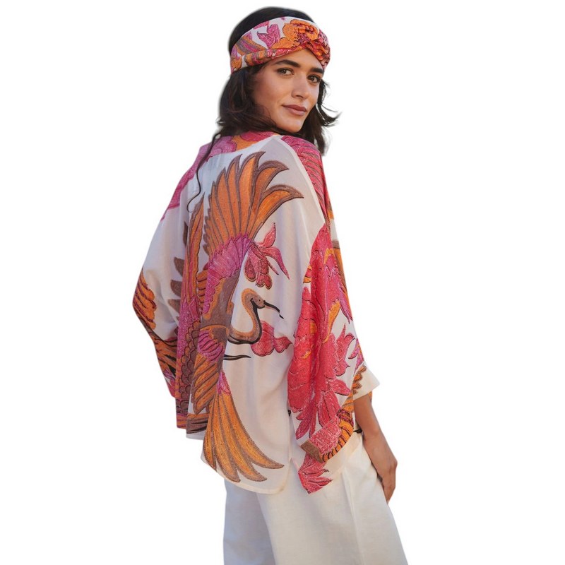 One Hundred Stars Kimono Crane Ecru KIMCRAECR model side