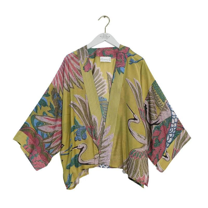 One Hundred Stars Kimono Crane Olive KIMCRAOLI front