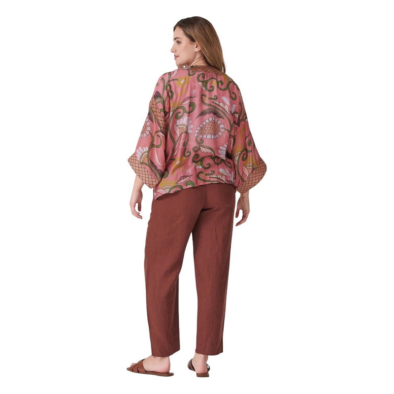 One Hundred Stars Kimono Giant Kantha Dusk on model rear