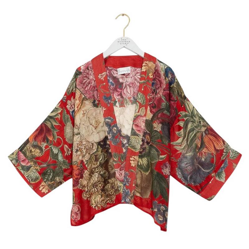 One Hundred Stars Kimono Primula Berry on hanger