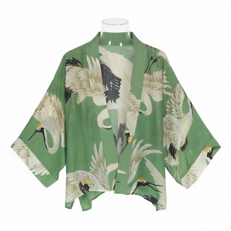 One Hundred Stars Kimono Stork Pea Green front