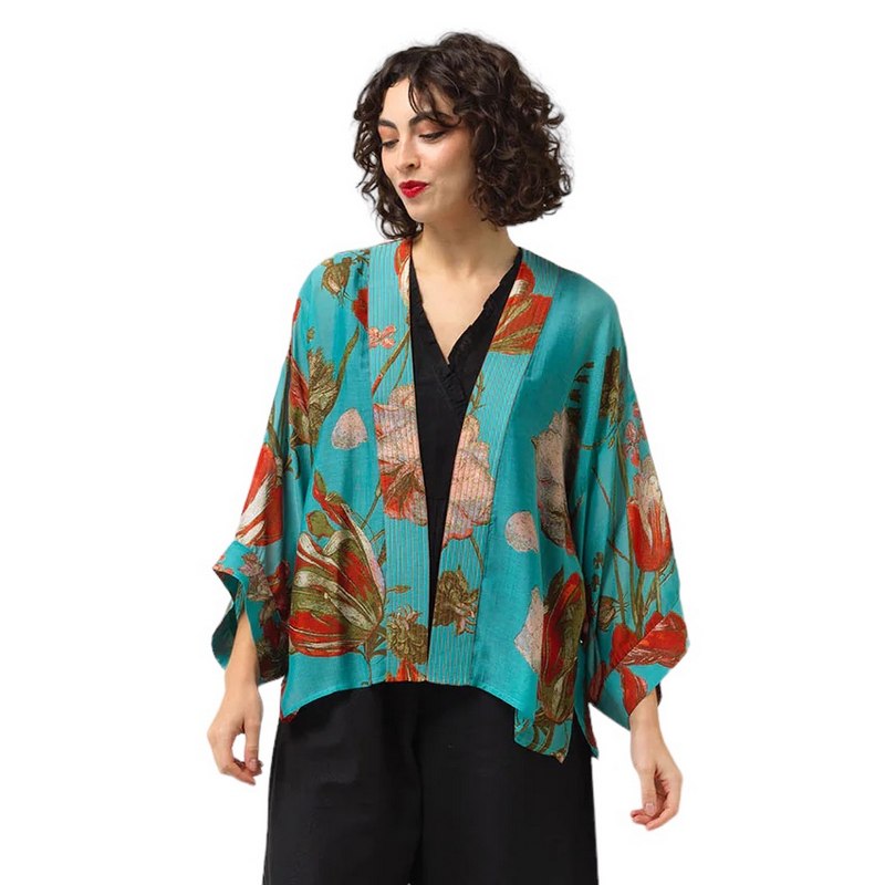 One Hundred Stars Kimono Tulip Blue KIMTULBLU On Model front