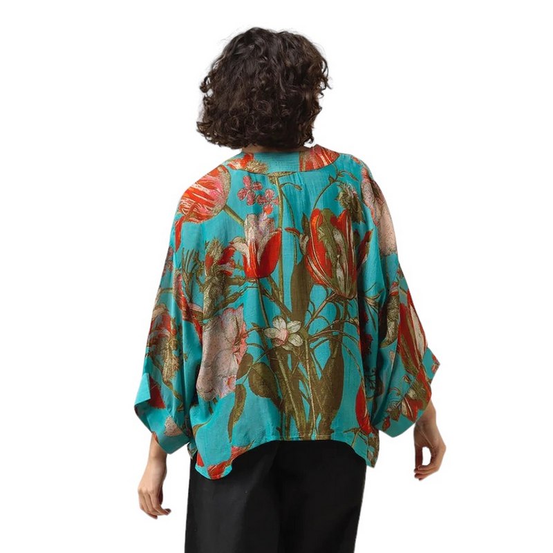 One Hundred Stars Kimono Tulip Blue KIMTULBLU On Model rear