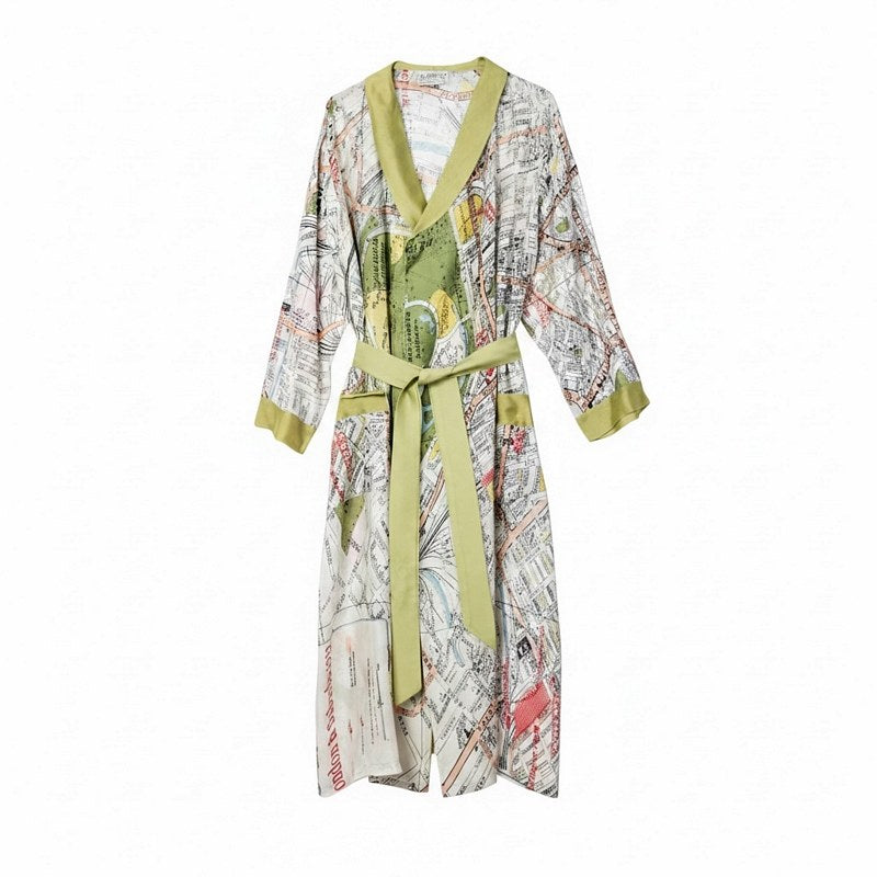 One Hundred Stars London Map Dressing Gown front