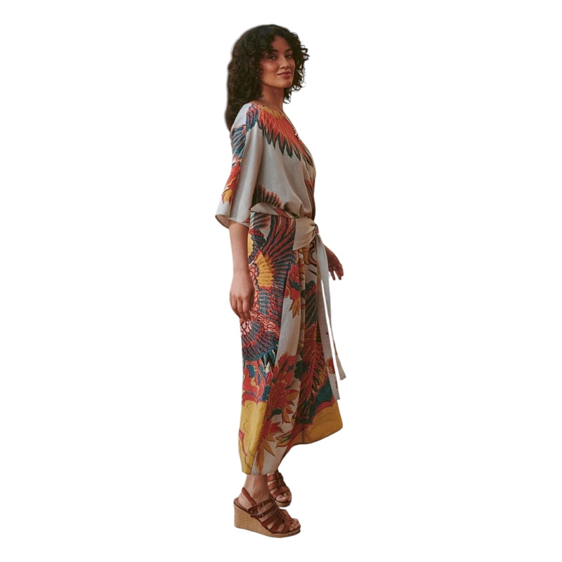 One Hundred Stars Obi Dress Crane Stone on model side