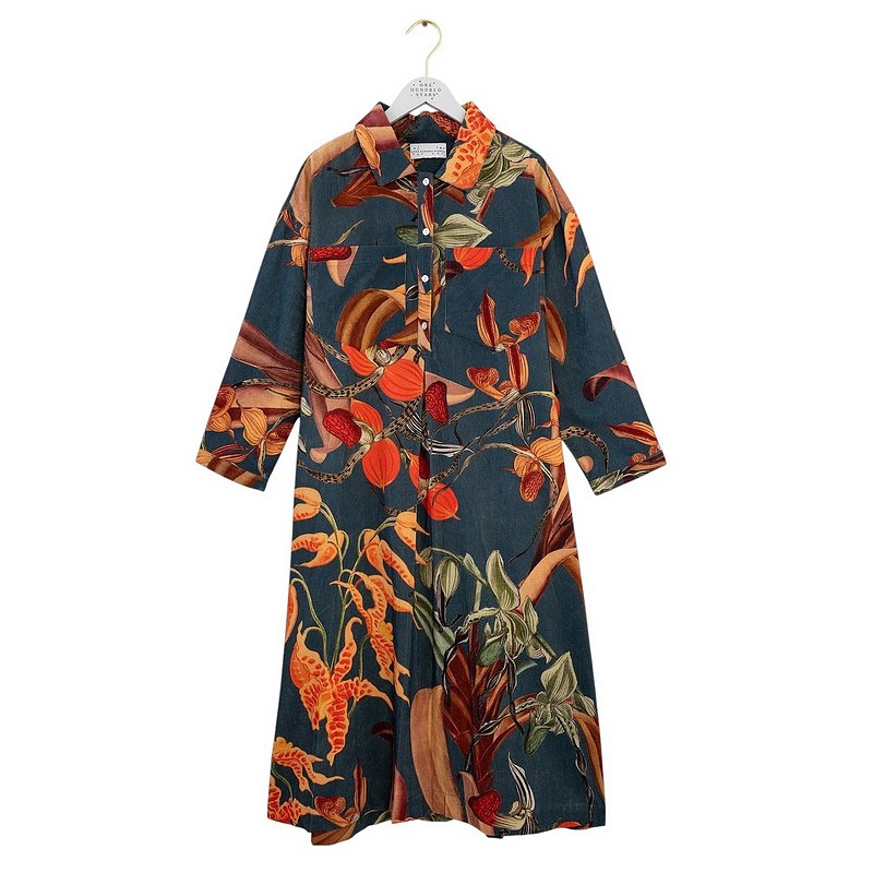 One Hundred Stars Orchid Pocket Dress Teal on hanger