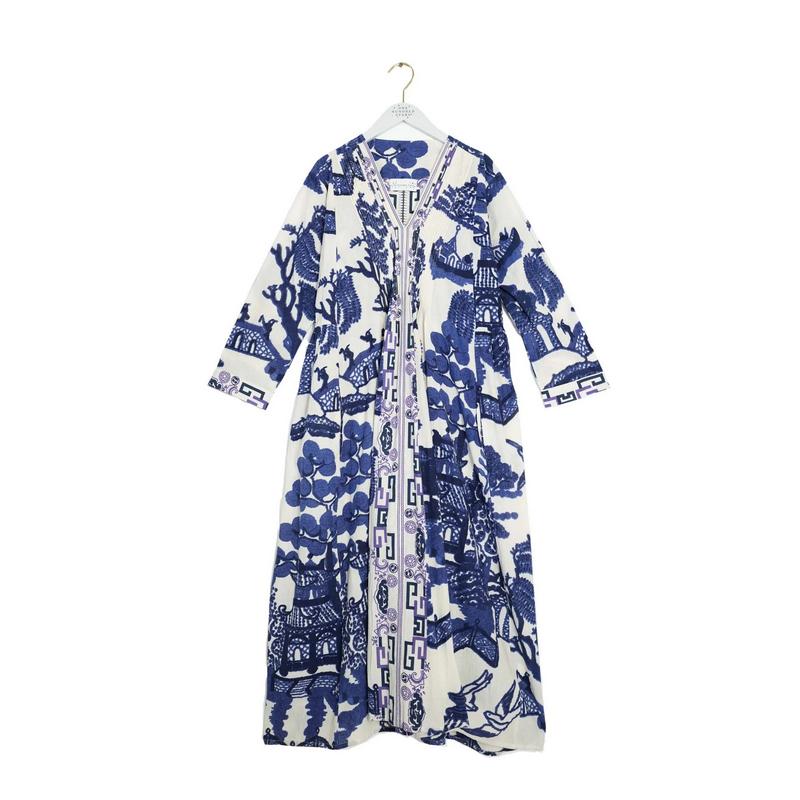 One Hundred Stars Pinch Pleat Dress Giant Willow Blue DPPGIWBLU front