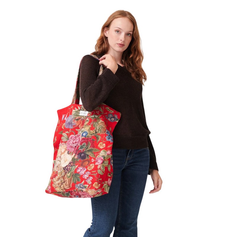 One Hundred Stars Primula Berry Canvas Bag on model front