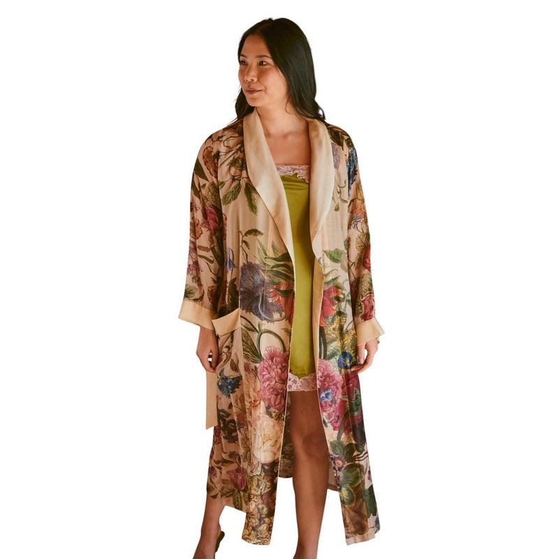 One Hundred Stars Primula Dressing Gown Stone GWNPRISTO on model front