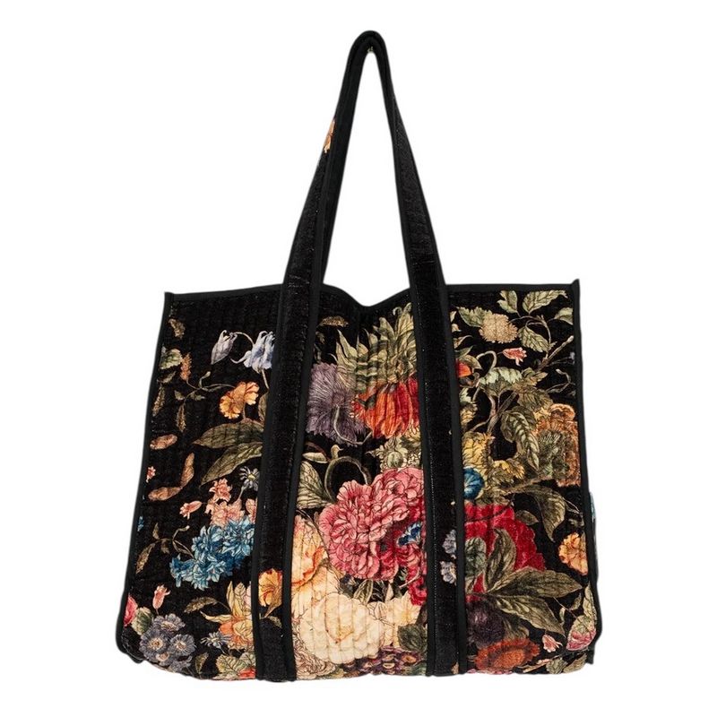 One Hundred Stars Primula Velvet Tote Bag Black front