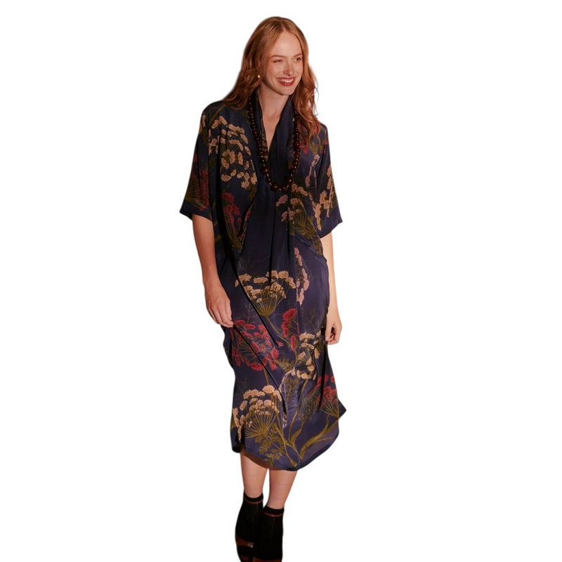 One Hundred Stars Rachel Dress Parsley Seed Navy on model front