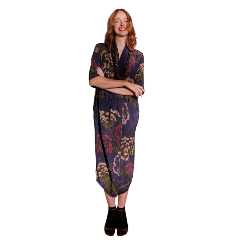 One Hundred Stars Rachel Dress Parsley Seed Navy on model main