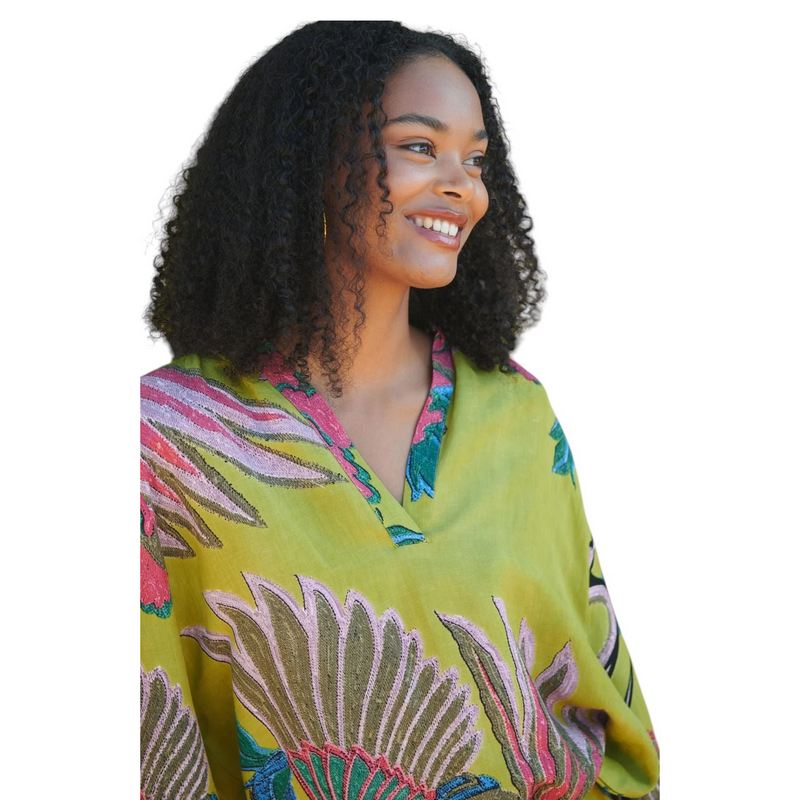 One Hundred Stars Raglan Dress Crane Olive on model close-up