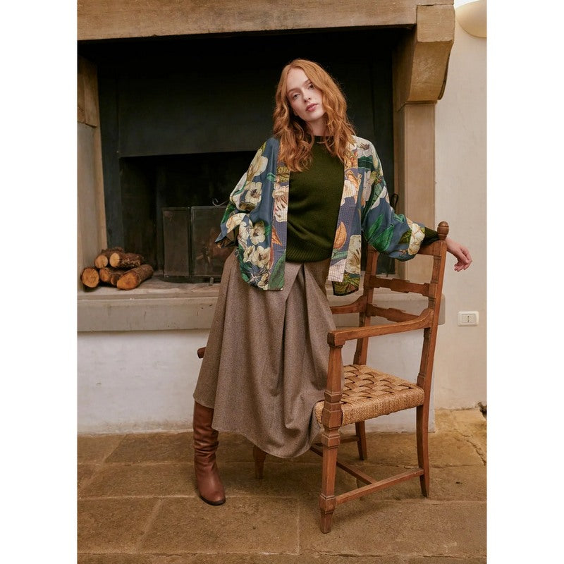One Hundred Stars Rhodoleia Kimono Blue on model lifestyle