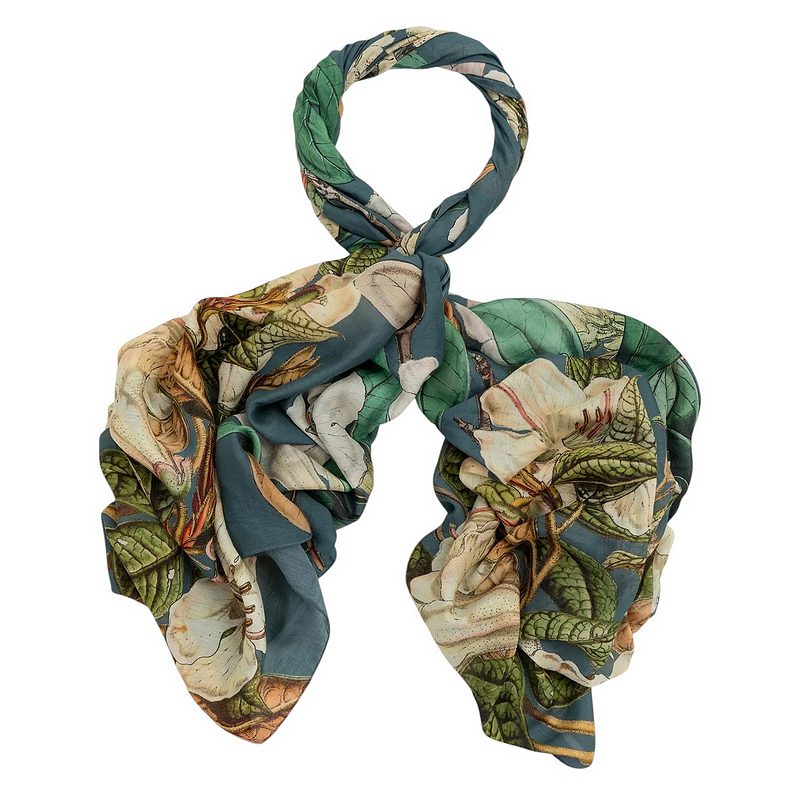One Hundred Stars Rhodoleia Scarf Blue looped