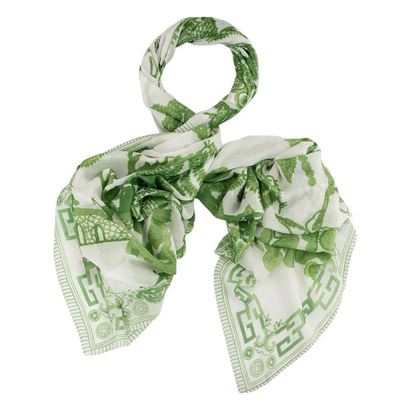 One Hundred Stars Scarf Giant Willow Green on model looped