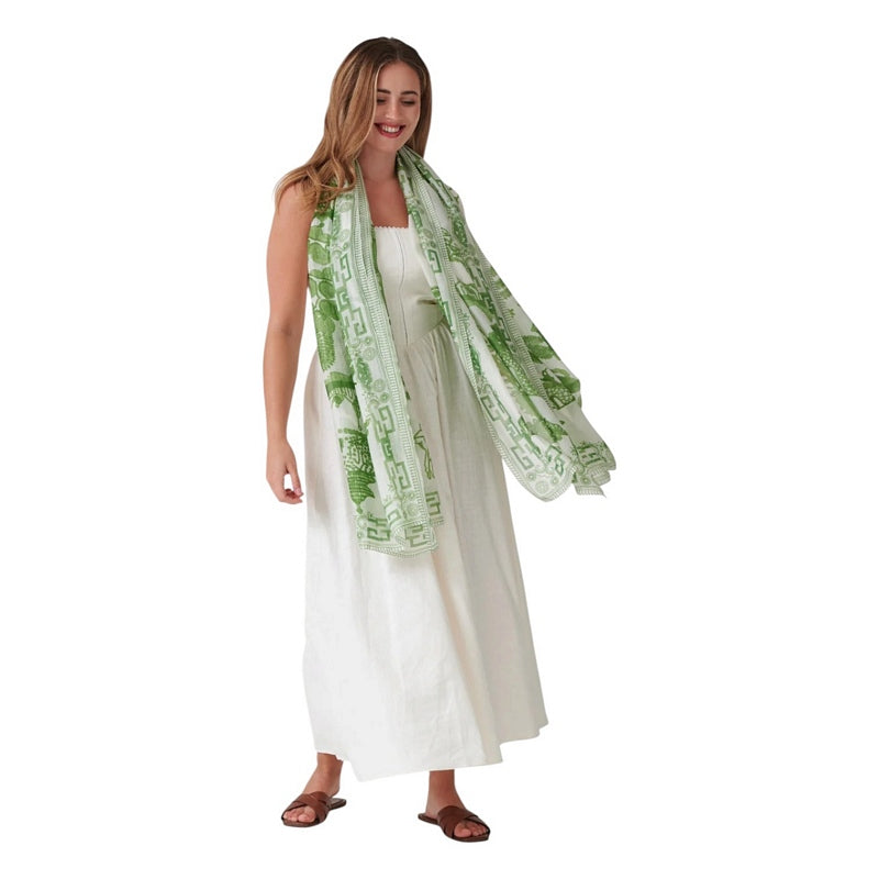 One Hundred Stars Scarf Giant Willow Green on model front