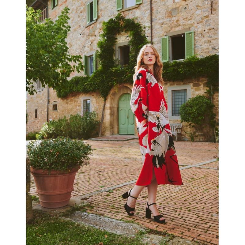 One Hundred Stars Stork Raglan Dress Scarlet on model lifestyle side