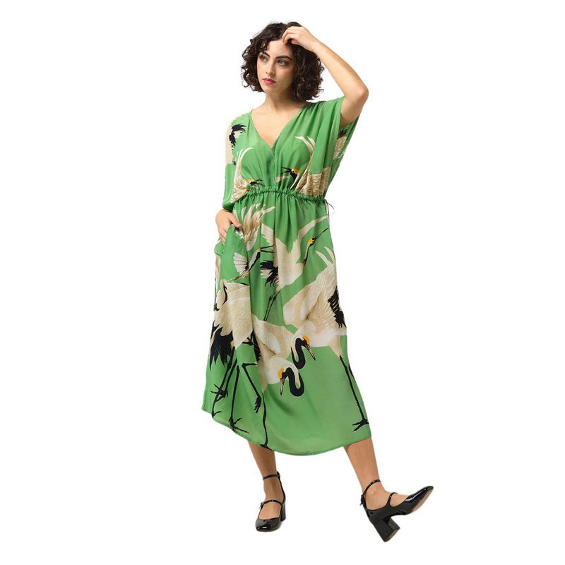 One Hundred Stars String Dress Stork Pea Green DSTSTOPEA on model front
