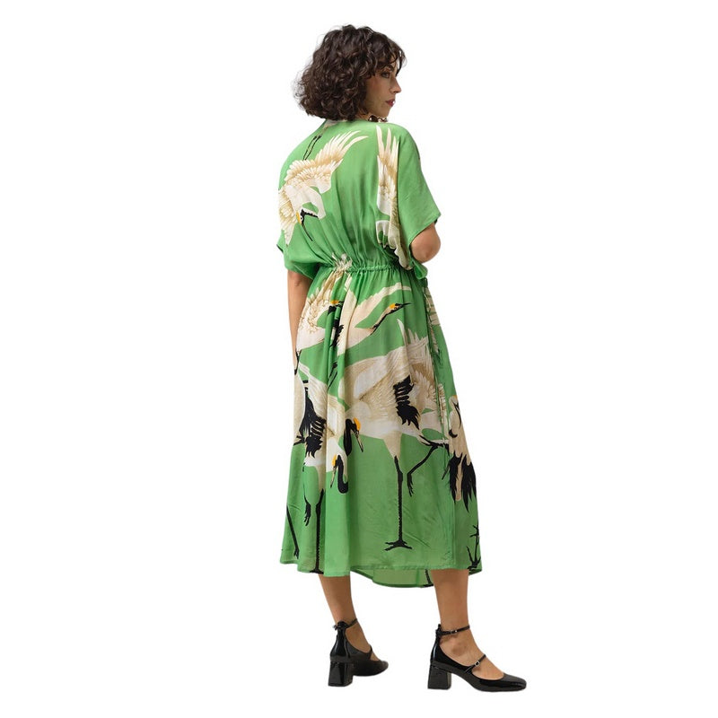 One Hundred Stars String Dress Stork Pea Green DSTSTOPEA on model rear