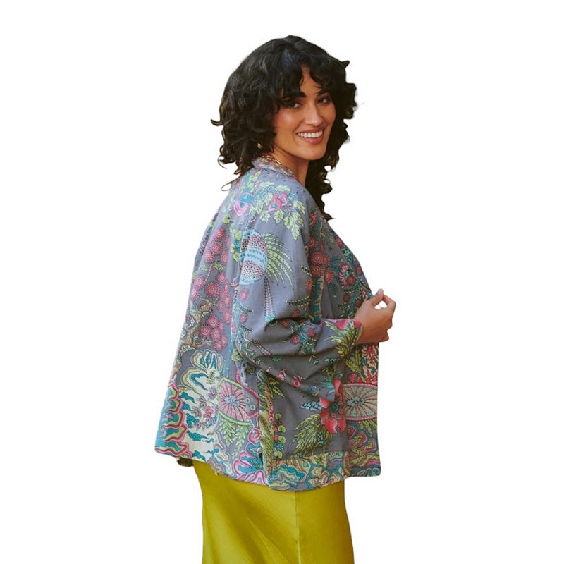 One Hundred Stars Summer Jacket Boho Garden Grey on model side