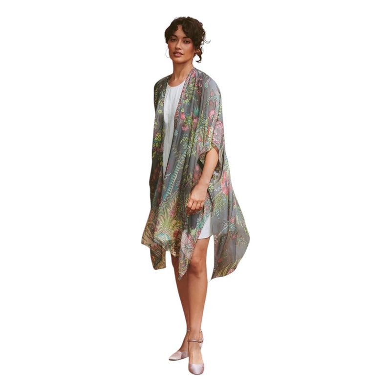 One Hundred Stars Throwover Boho Garden Grey on model front