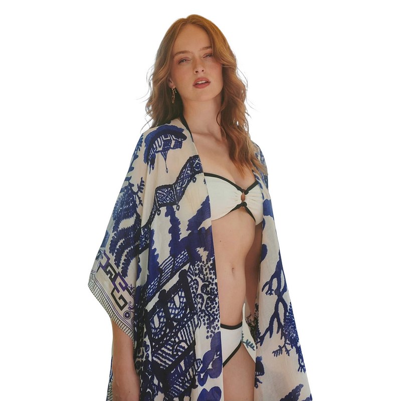 One Hundred Stars Throwover Giant Willow Blue on model 1