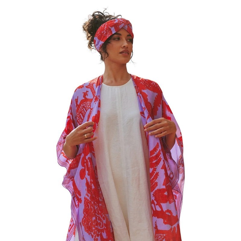 One Hundred Stars Throwover Giant Willow Violet on model front