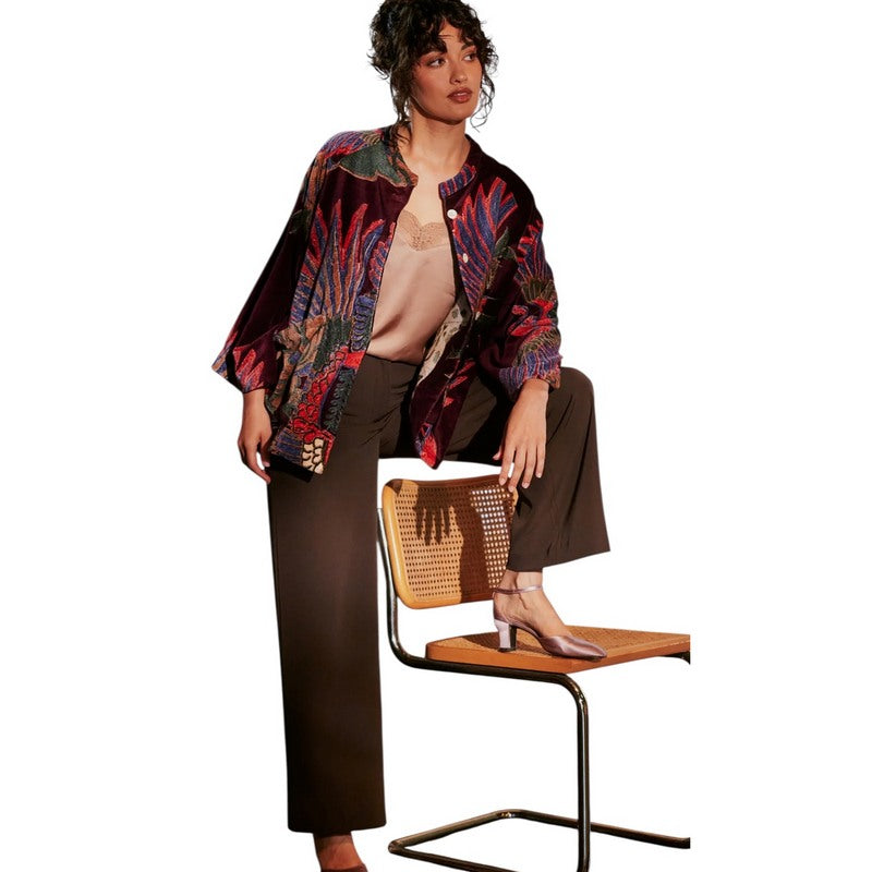 One Hundred Stars Velvet Jacket Crane Plum on model main