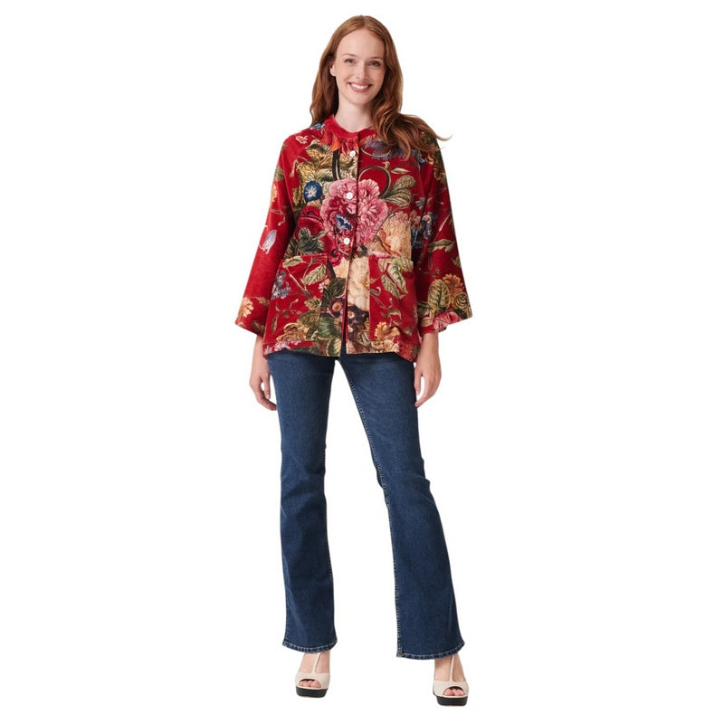 One Hundred Stars Velvet Jacket Primula Berry on model full-length