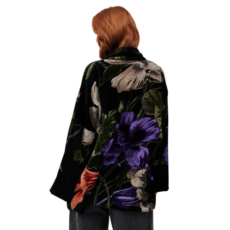 One Hundred Stars Velvet Pocket Jacket Nasturtium Black on model rear close-up