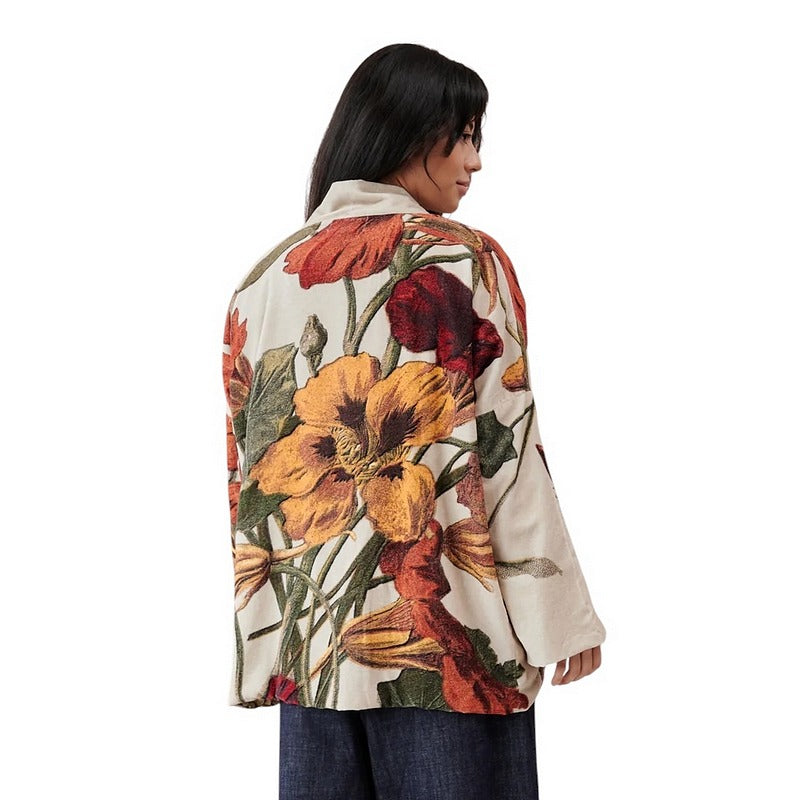 One Hundred Stars Velvet Pocket Jacket Nasturtium Fawn on model rear