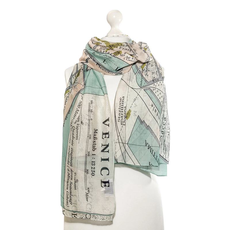 One Hundred Stars Venice Map Scarf SCAMAPVEN on mannequin