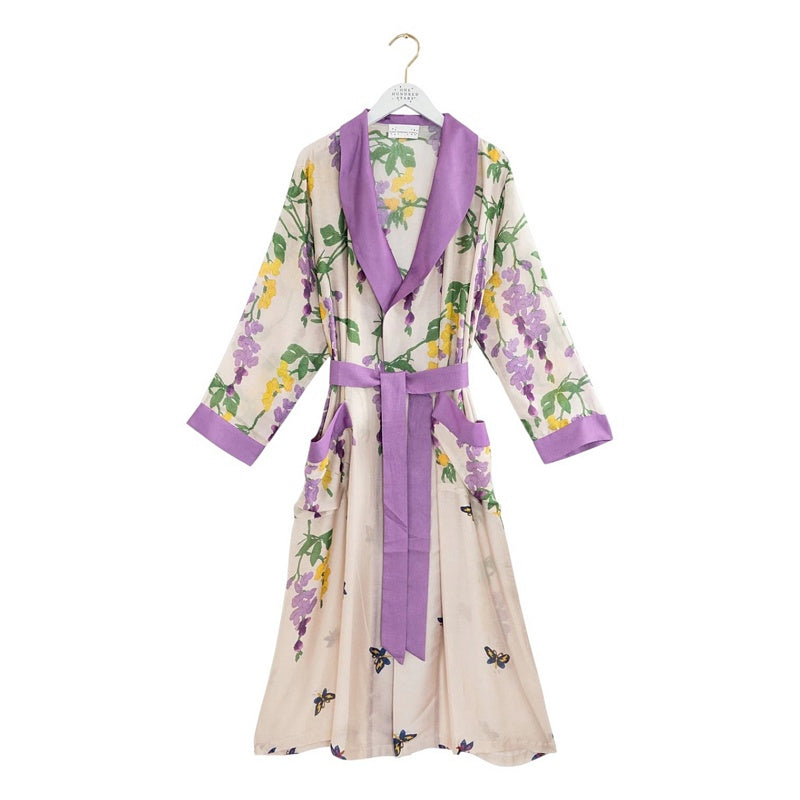One Hundred Stars Wisteria Dressing Gown Lilac on hanger