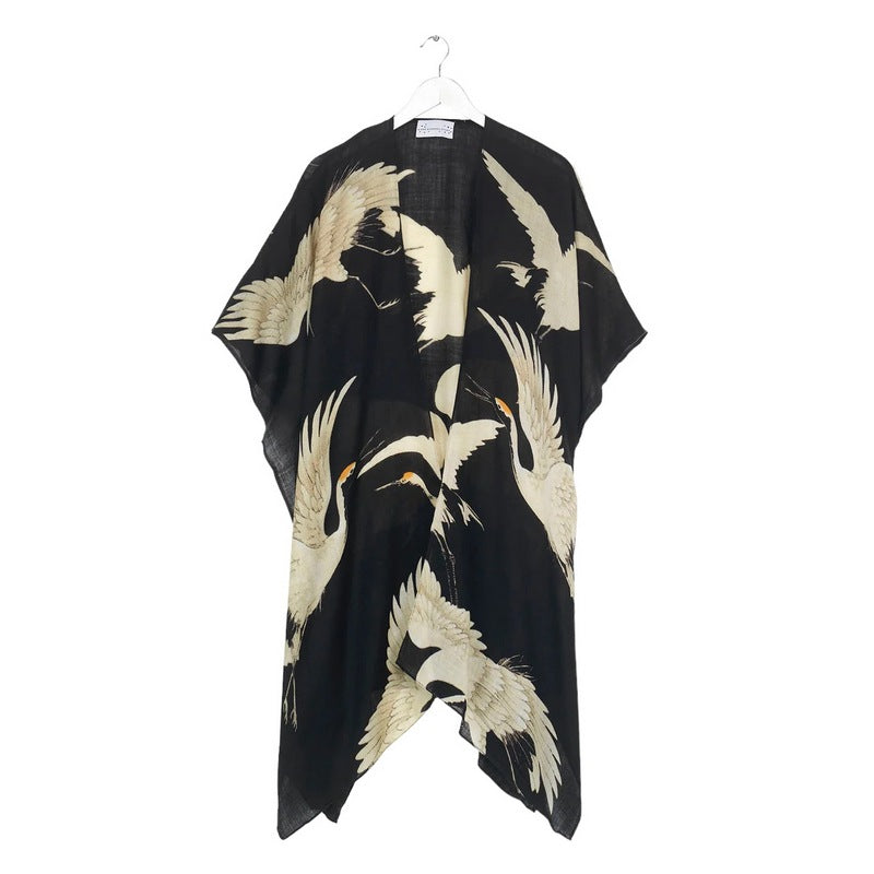 One Hundred Stars Wool Throwover Stork Black WTHSTOBLK front