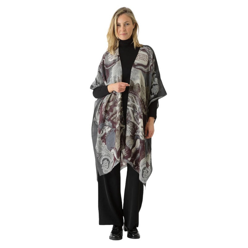 One Hundred Stars Wool Throwover Sunburst Grey WTHSUNGRY on model front