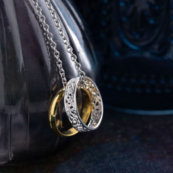 Outlander Wedding Rings Pendant Necklace detail
