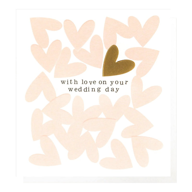 Overlapping Hearts With Love On Your Wedding Day Card WED004 front