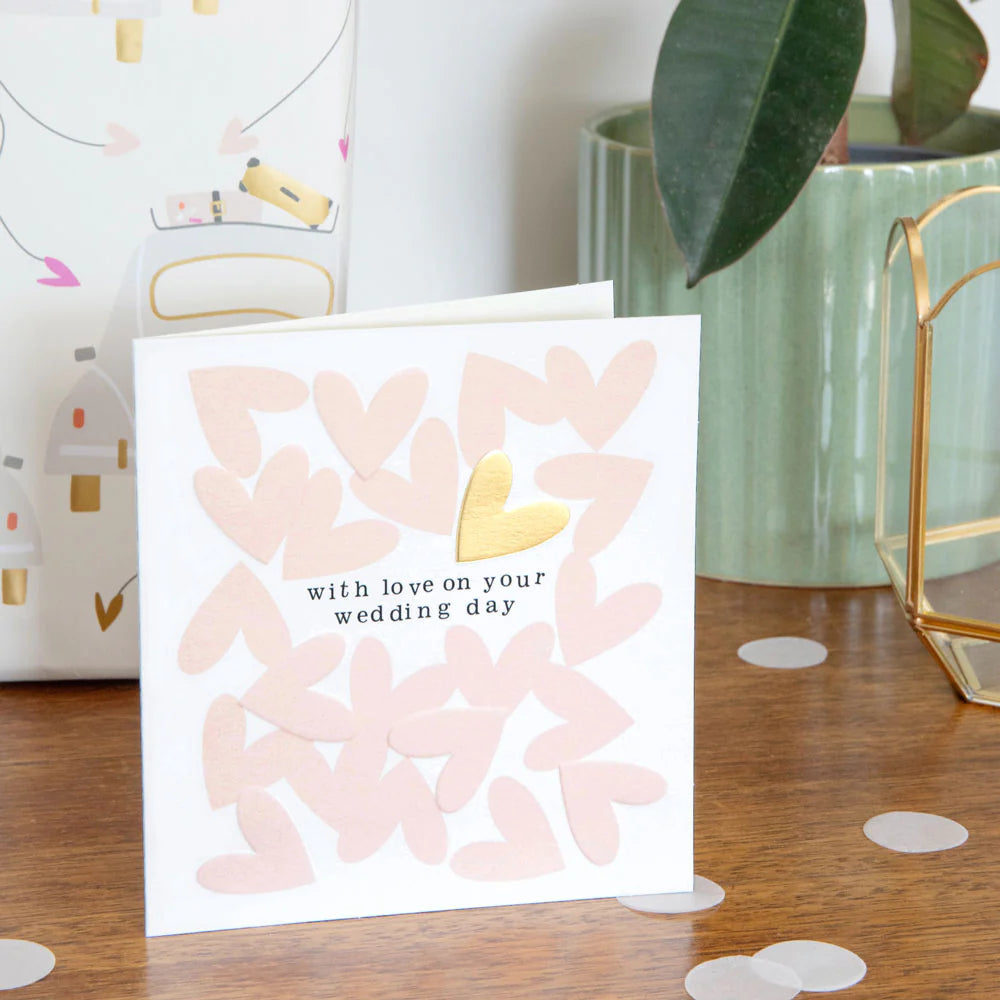 Overlapping Hearts With Love On Your Wedding Day Card WED004 lifestyle