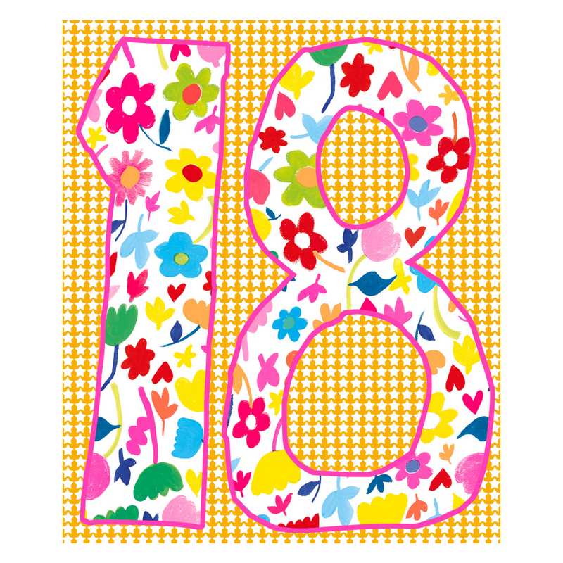 Paper Salad Publishing Age 18 Female Flowers Birthday Card HD24130 front