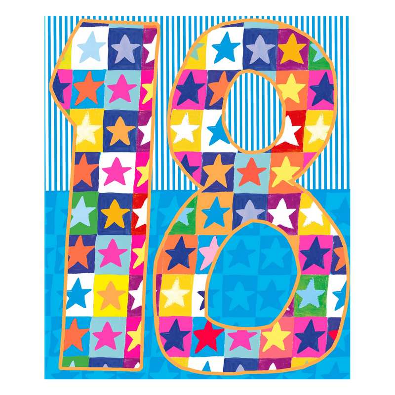 Paper Salad Publishing Age 18 Male Stars Birthday Card HD24122 front
