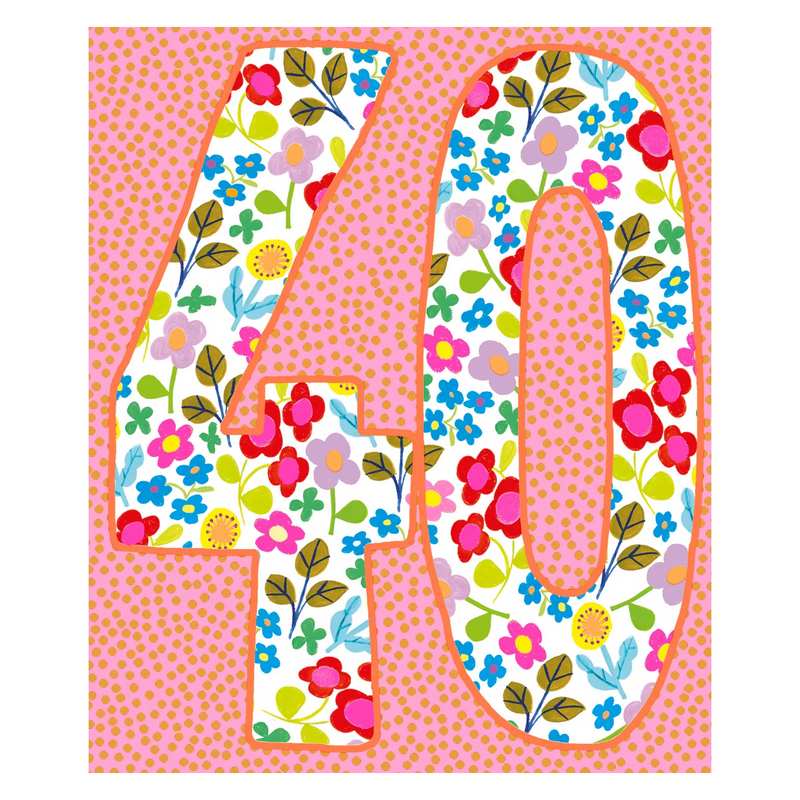 Paper Salad Publishing Age 40 Female Flowers Birthday Card HD24133 front