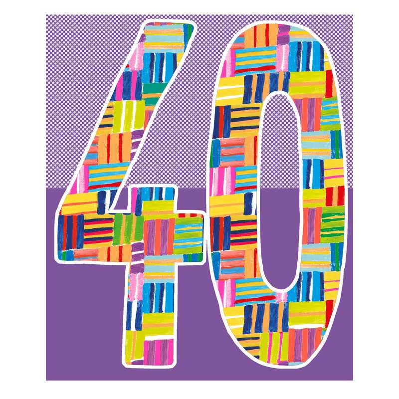 Paper Salad Publishing Age 40 Male Stripes Birthday Card HD24125 front