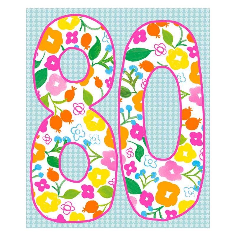 Paper Salad Publishing Age 80 Female Flowers Birthday Card HD24137 front