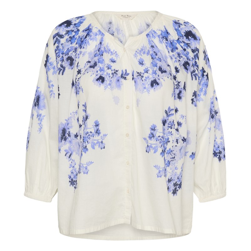 Part Two Alexi Cotton Blouse Blue Shadow Flower Print 30310427-304767 front