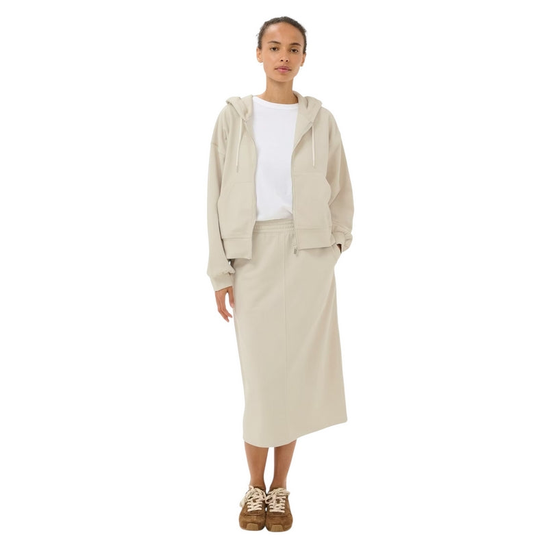 Part Two Aliana Organic Cotton Zipped Hoodie Wind Chime Cream on model main open