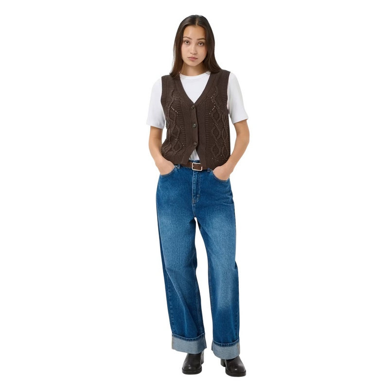 Part Two Clothing Christin Knitted Cotton Waistcoat Mole 30310791 model